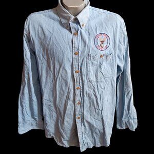 Vintage Large Hunting Shirt Embrodered Dream Hunts Bassett NE Denim Button-Up
